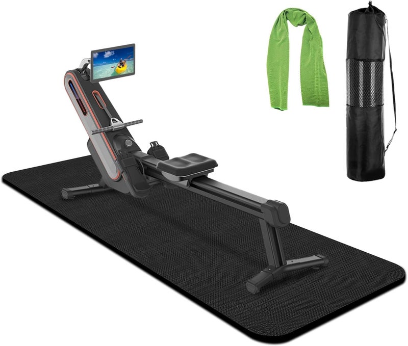 TONINT Rowing Machine Mat 96" x 30" with Storage Bag and Sports Towel,Treadmill Mat for Carpet & Hardwood Floors,Rower Mat,Elliptical Mat,Bike Mat,Gym Exercise Equipment Mat,Fitness Equipment Mat - Image 1